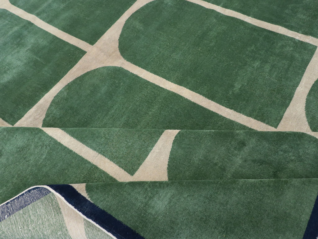 Vintage Turkish Anatolian Art Deco Style Square Room Size Carpet, No.28193 - Gsblank