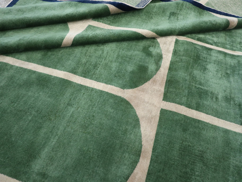 Vintage Turkish Anatolian Art Deco Style Square Room Size Carpet, No.28193 - Gsblank