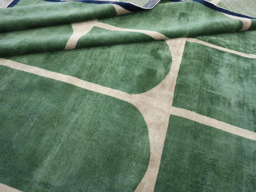 Vintage Turkish Anatolian Art Deco Style Square Room Size Carpet, No.28193 - Gsblank