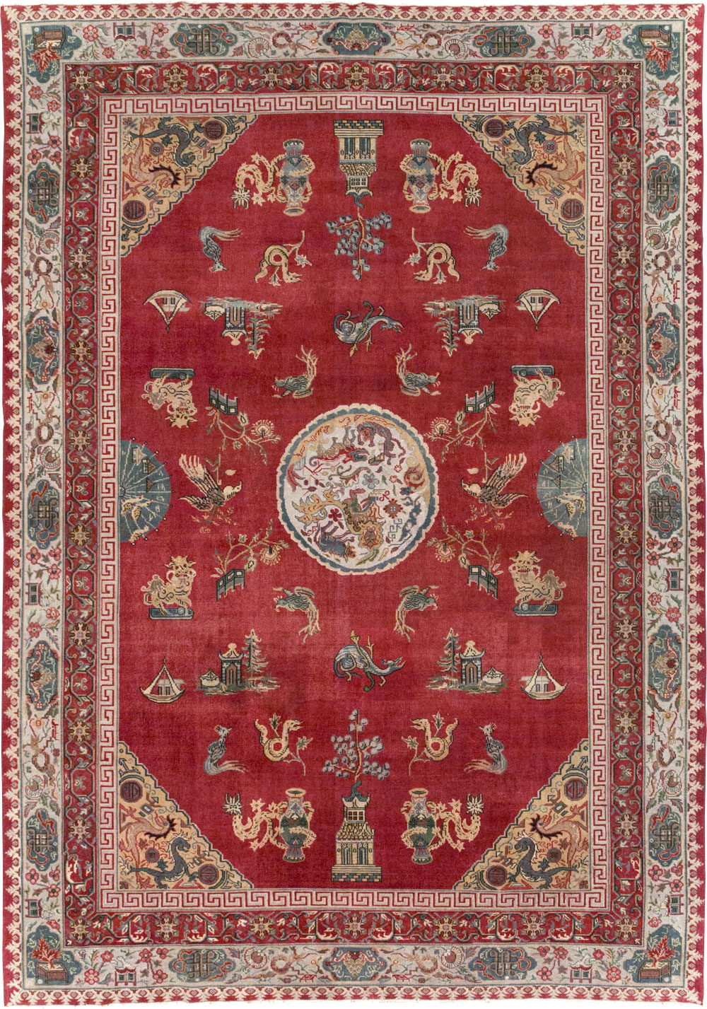 Chinese Inspired Vintage Turkish Room Size Carpet, No.28194 - Gsblank