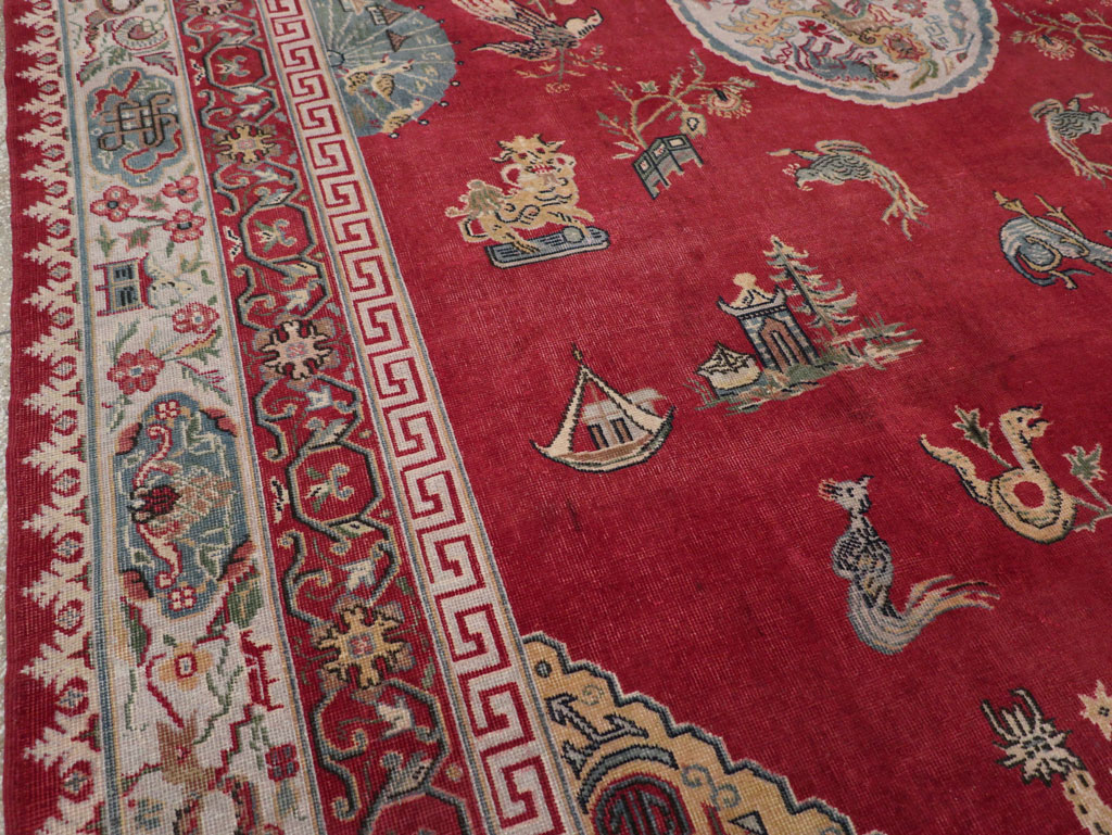 Chinese Inspired Vintage Turkish Room Size Carpet, No.28194 - Gsblank
