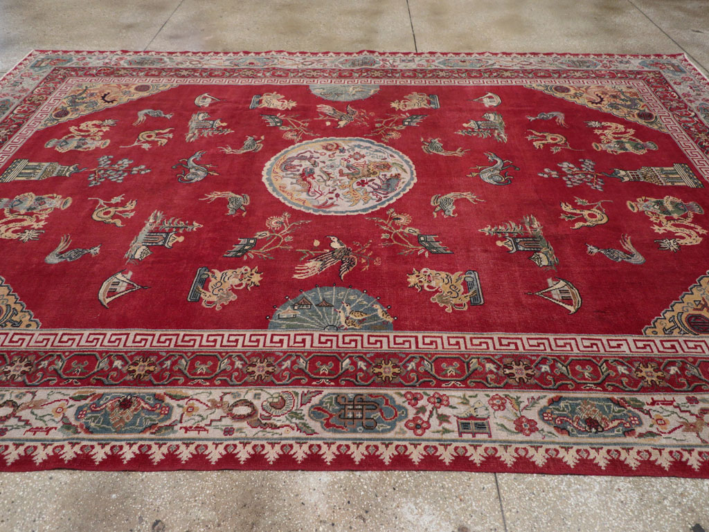 Chinese Inspired Vintage Turkish Room Size Carpet, No.28194 - Gsblank