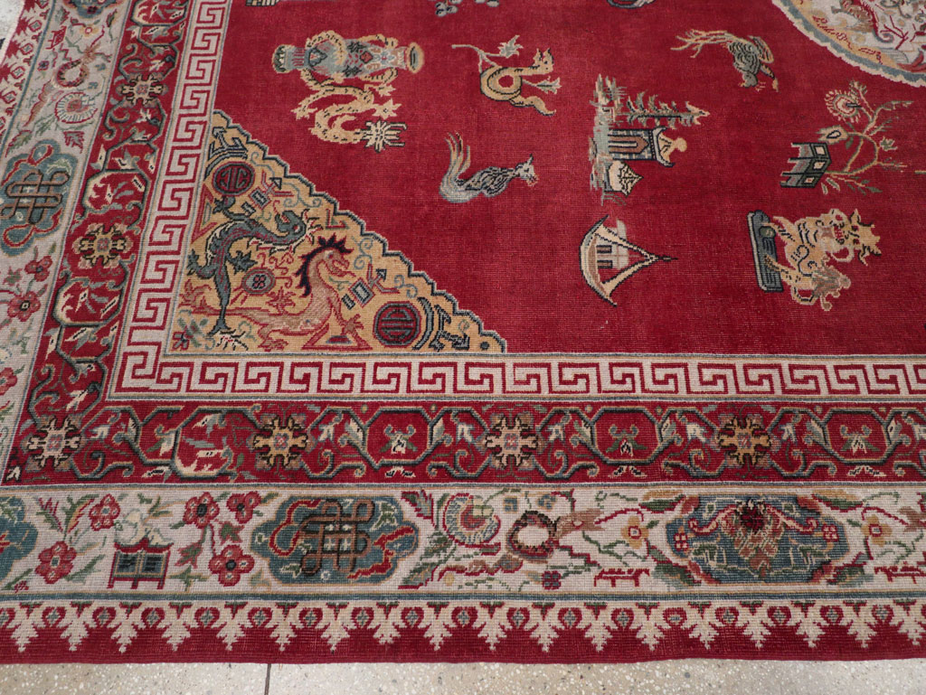Chinese Inspired Vintage Turkish Room Size Carpet, No.28194 - Gsblank