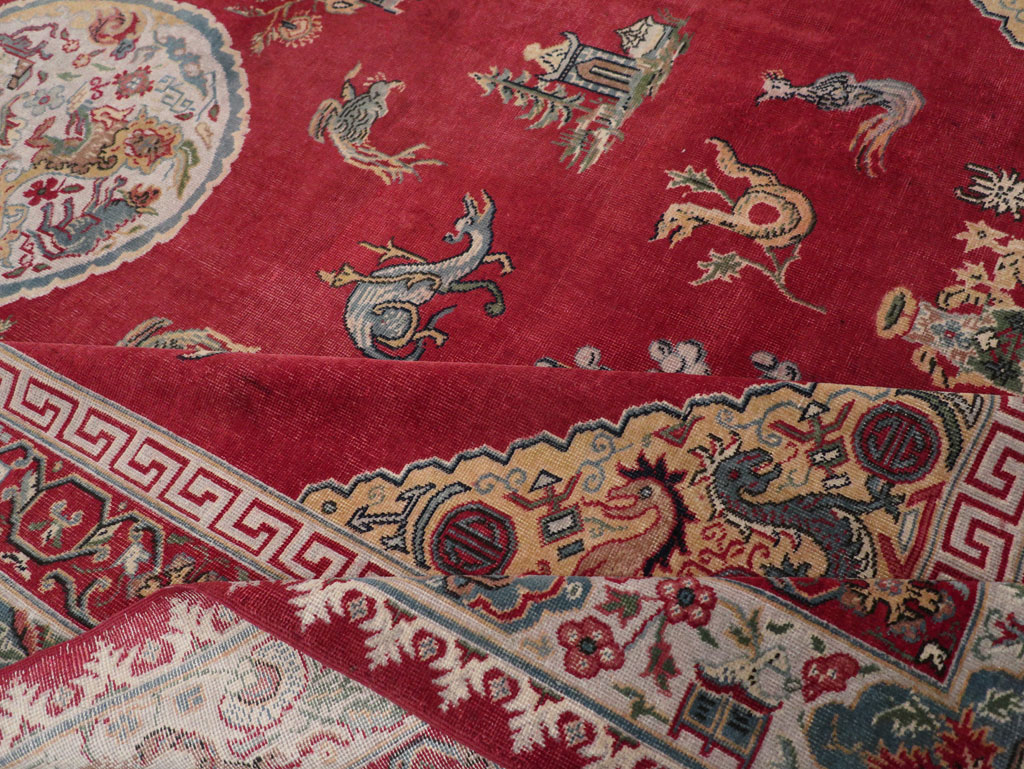Chinese Inspired Vintage Turkish Room Size Carpet, No.28194 - Gsblank