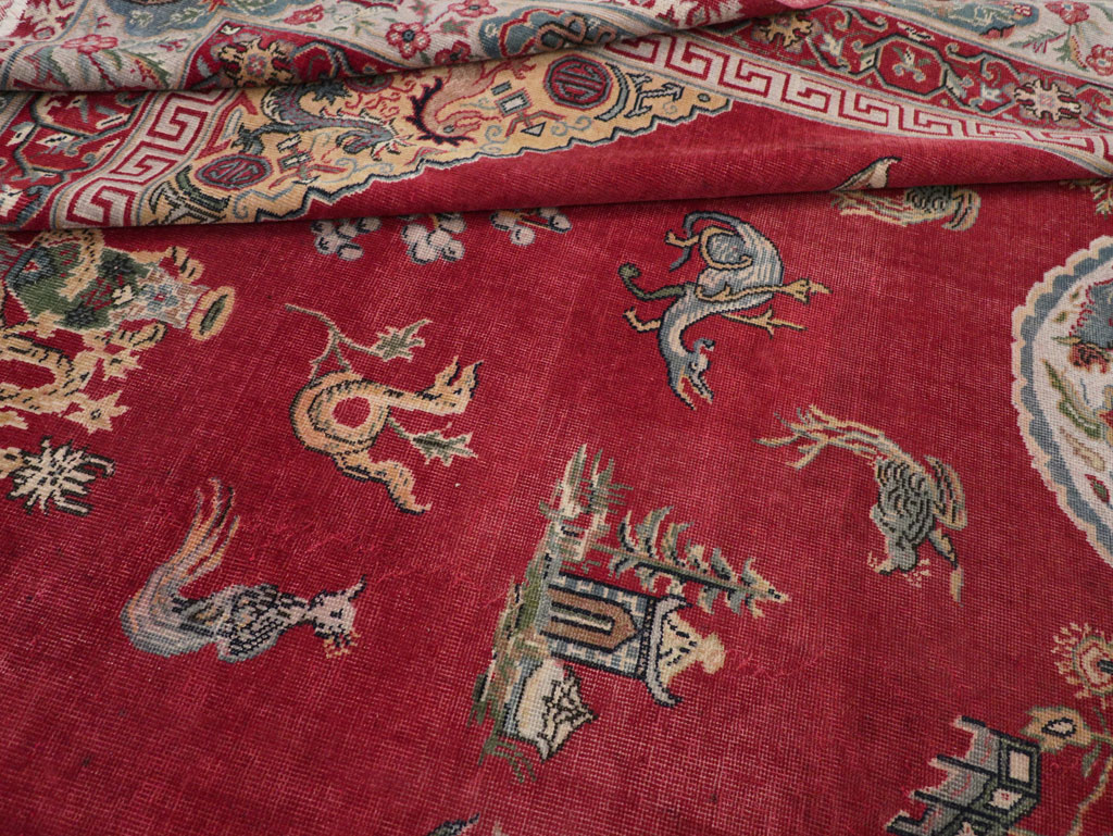 Chinese Inspired Vintage Turkish Room Size Carpet, No.28194 - Gsblank