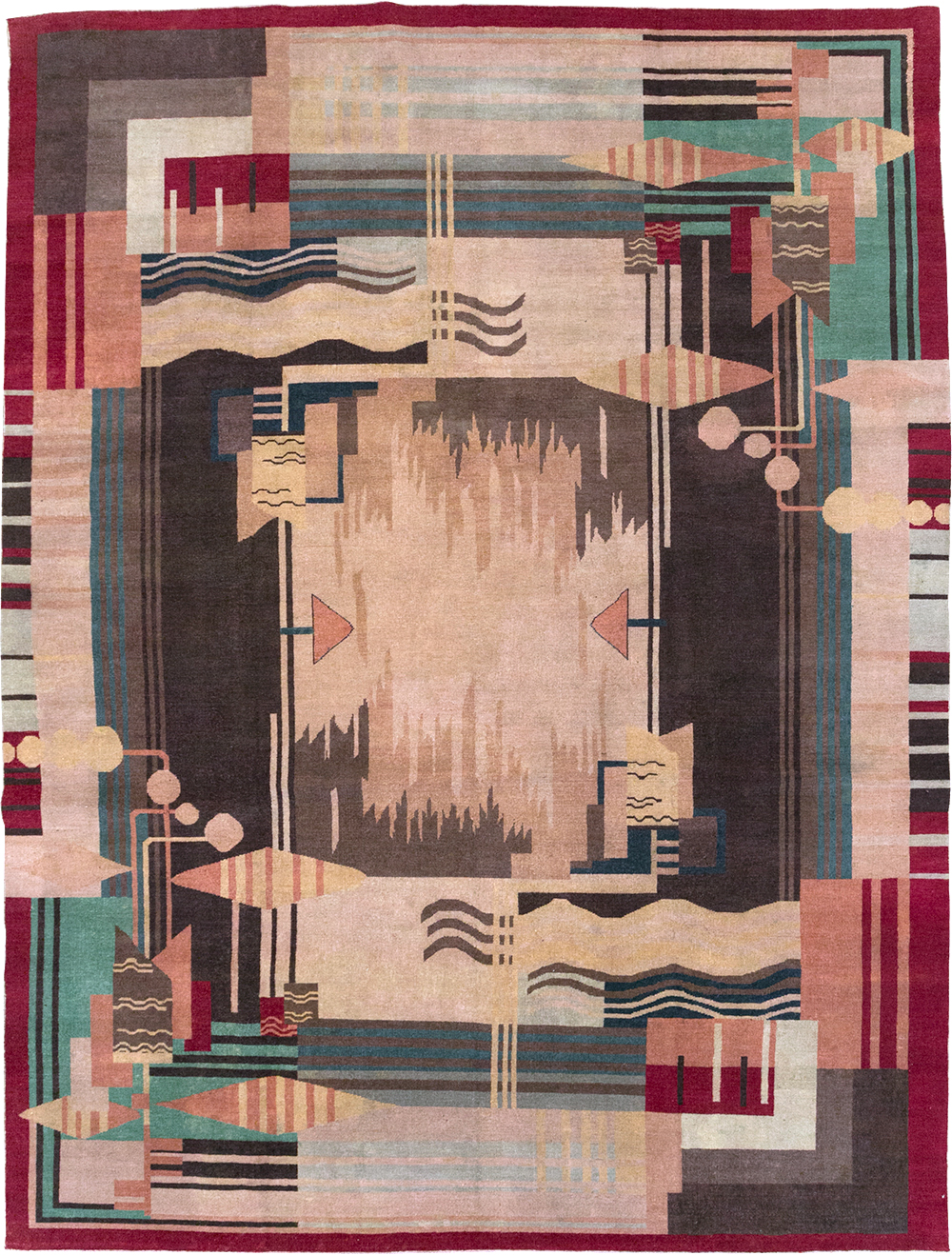 Vintage Indian Art Deco Room Size Carpet, No.28222 - Gsblank