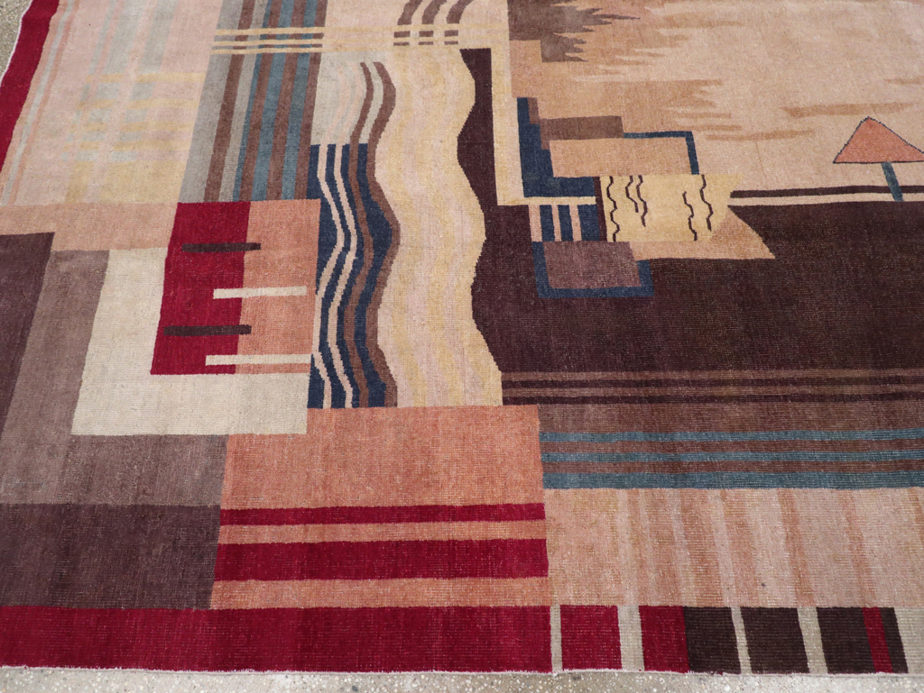 Vintage Indian Art Deco Room Size Carpet, No.28222 - Gsblank