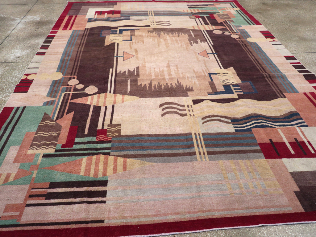 Vintage Indian Art Deco Room Size Carpet, No.28222 - Gsblank