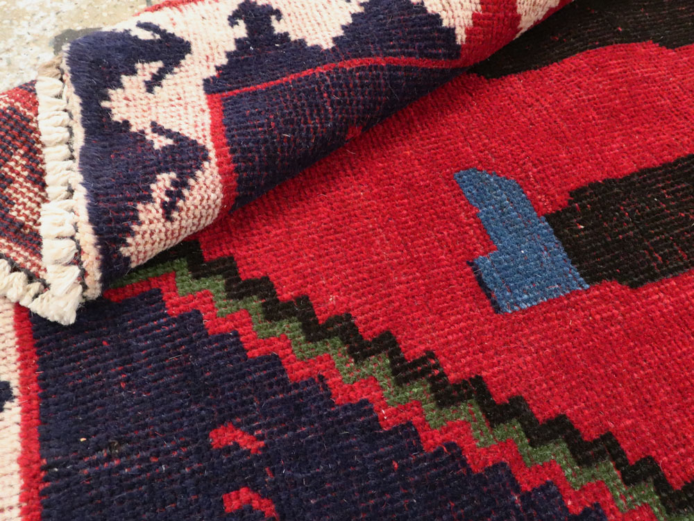 Modern Afghan Baluch Pictorial Frankenstein Throw Rug, No.28223 - Gsblank