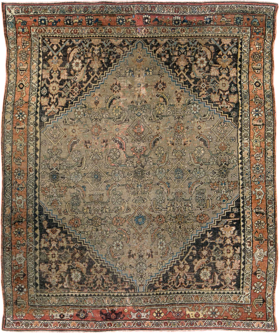 Antique Persian Bidjar Square Accent Rug, No.28231 - Gsblank