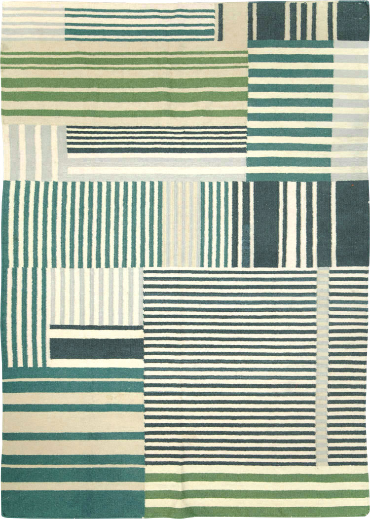 Modern Turkish Flatweave Accent Rug, No.28242 - Gsblank