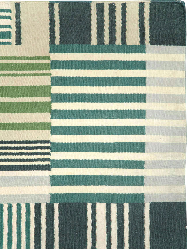 Modern Turkish Flatweave Accent Rug, No.28242 - Gsblank