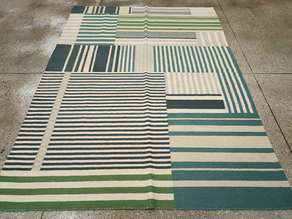 Modern Turkish Flatweave Accent Rug, No.28242 - Gsblank