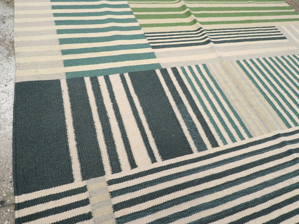 Modern Turkish Flatweave Accent Rug, No.28242 - Gsblank