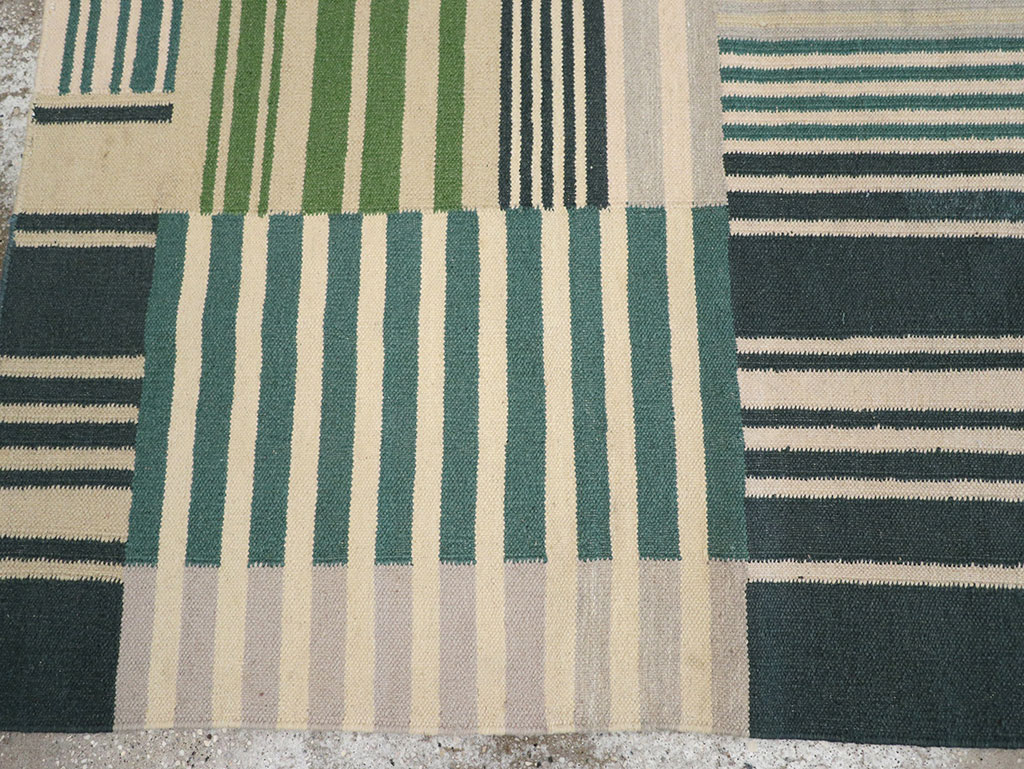 Modern Turkish Flatweave Accent Rug, No.28242 - Gsblank