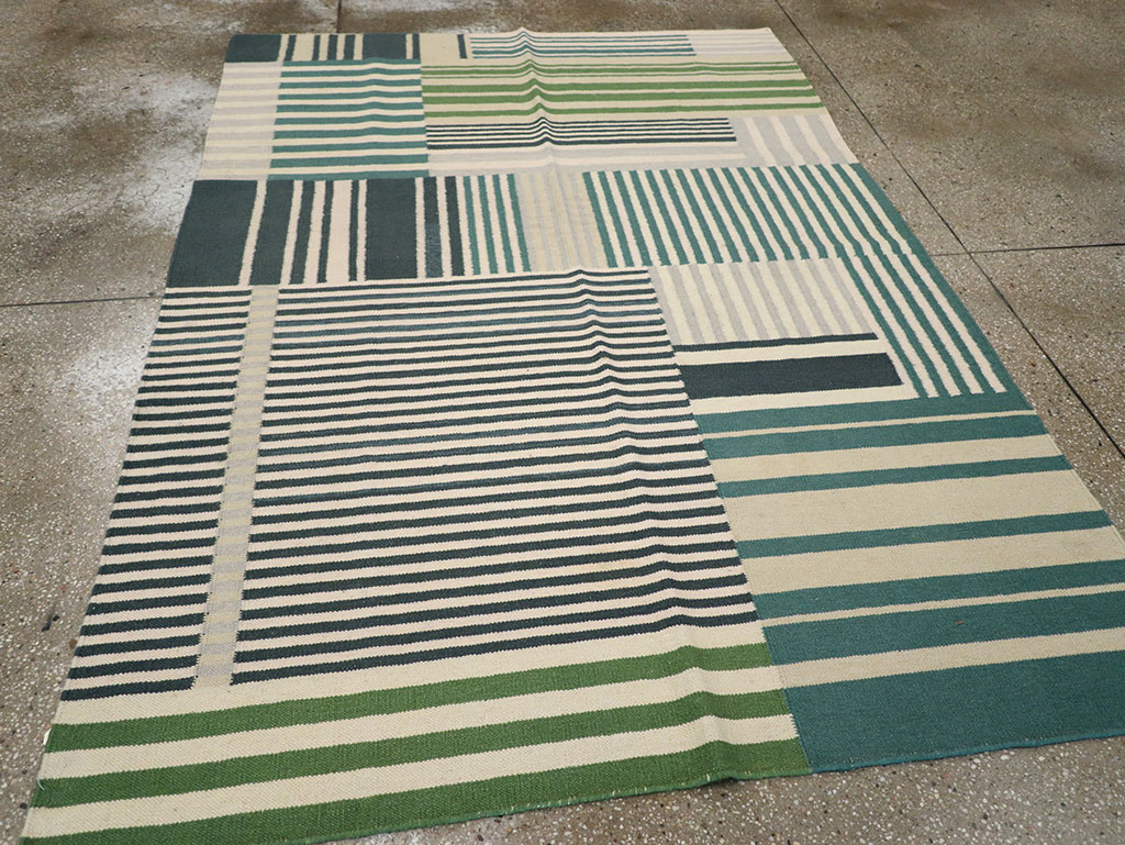 Modern Turkish Flatweave Accent Rug, No.28242 - Gsblank