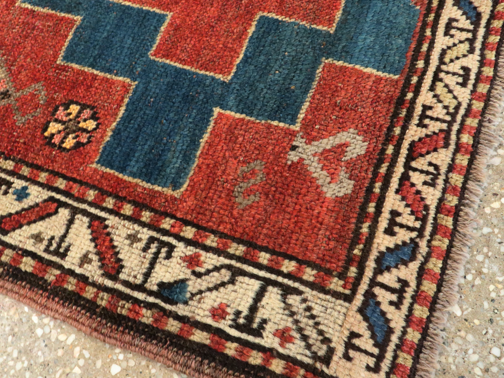 Antique Persian Kurdish Throw Rug, No.28246 - Gsblank
