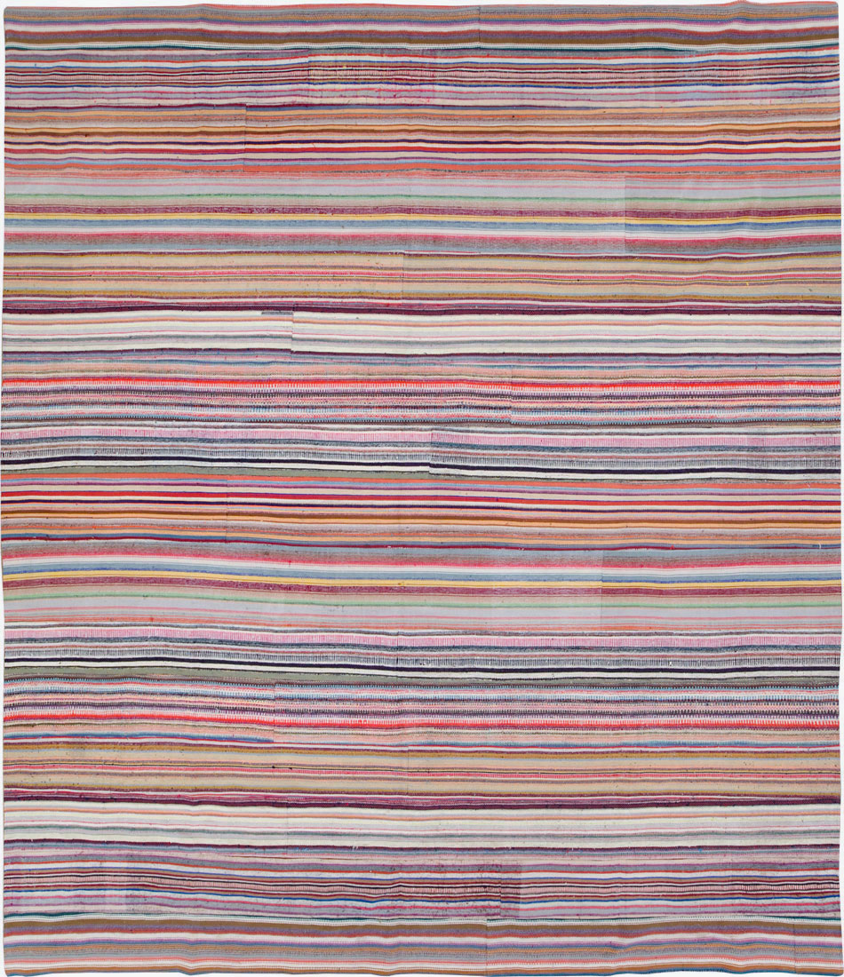 Vintage Turkish Flatweave Large Room Size Carpet, No.28250 - Gsblank