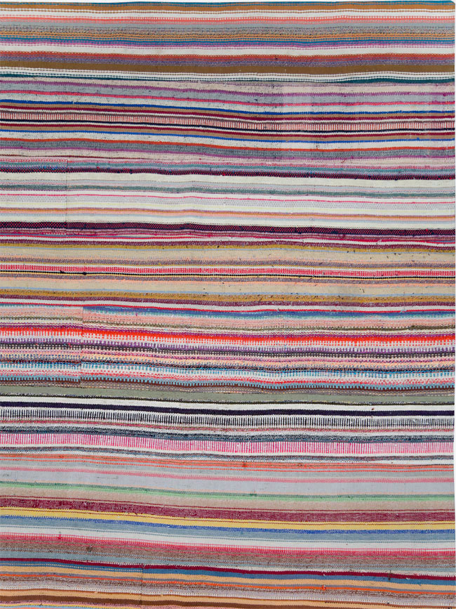 Vintage Turkish Flatweave Large Room Size Carpet, No.28250 - Gsblank