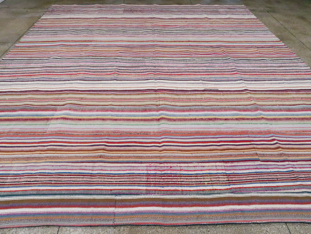 Vintage Turkish Flatweave Large Room Size Carpet, No.28250 - Gsblank