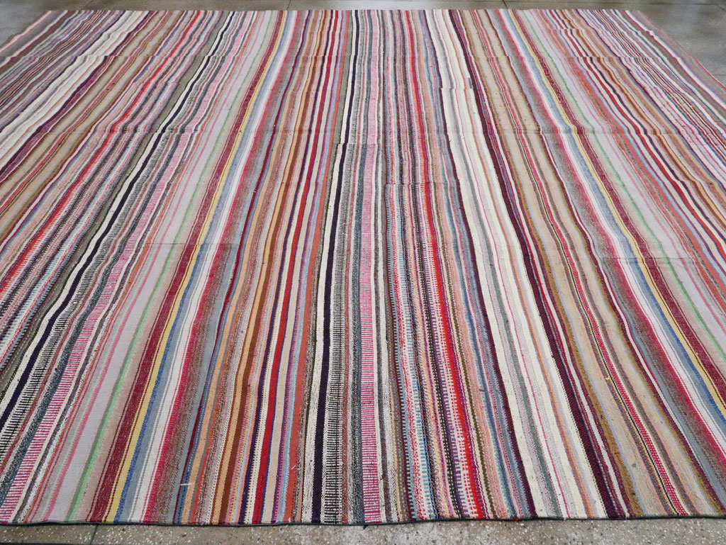 Vintage Turkish Flatweave Large Room Size Carpet, No.28250 - Gsblank