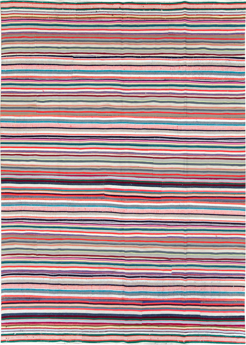 Vintage Turkish Flatweave Room Size Carpet, No.28256 - Gsblank