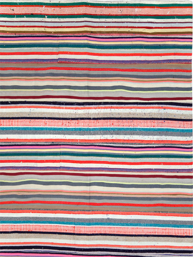 Vintage Turkish Flatweave Room Size Carpet, No.28256 - Gsblank