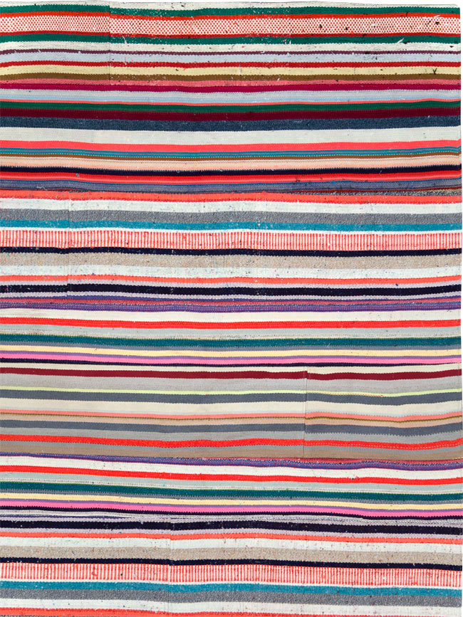 Vintage Turkish Flatweave Room Size Carpet, No.28256 - Gsblank