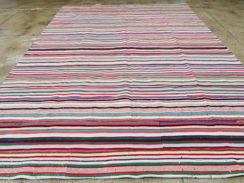 Vintage Turkish Flatweave Room Size Carpet, No.28256 - Gsblank