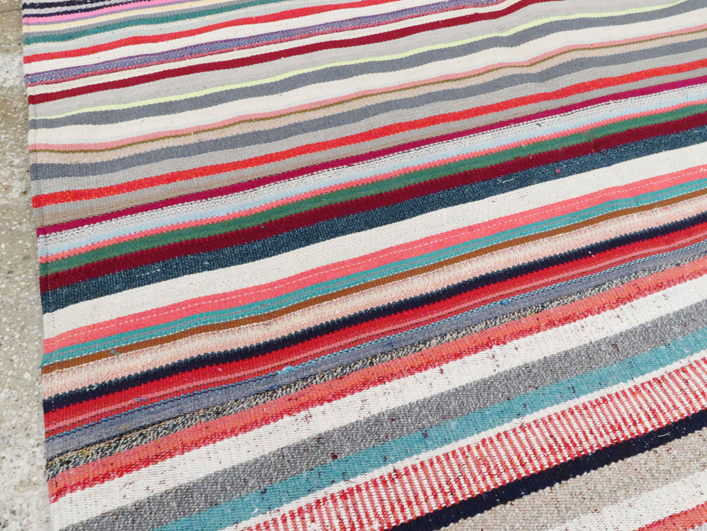 Vintage Turkish Flatweave Room Size Carpet, No.28256 - Gsblank