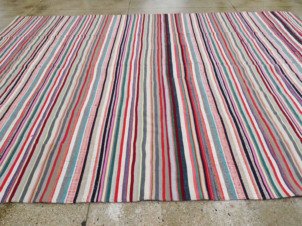 Vintage Turkish Flatweave Room Size Carpet, No.28256 - Gsblank