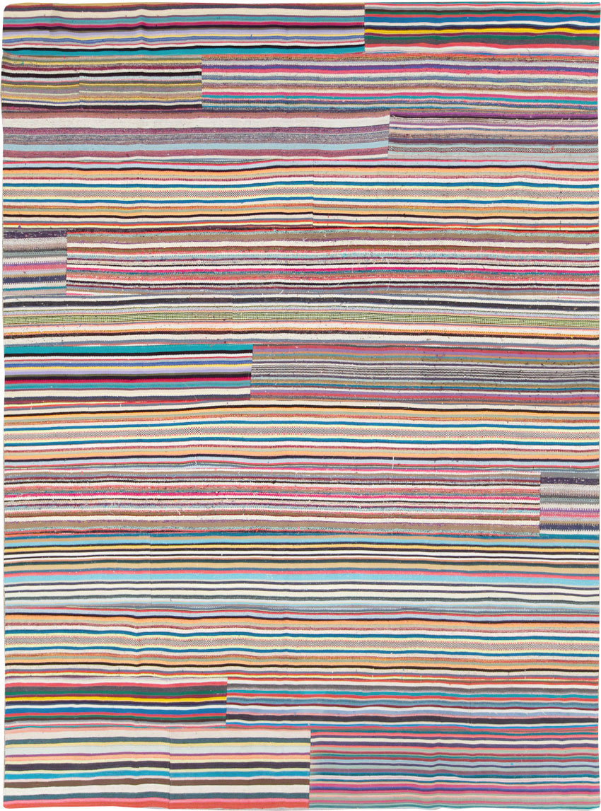 Modern Turkish Flatweave Room Size Carpet, No.28257 - Gsblank