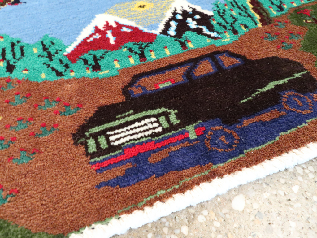 Vintage Persian Hamadan Pictorial Rug, No.28264 - Gsblank