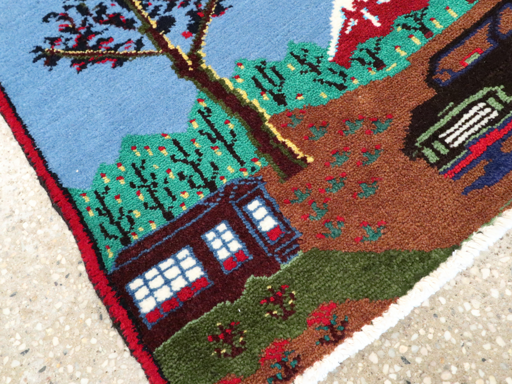 Vintage Persian Hamadan Pictorial Rug, No.28264 - Gsblank