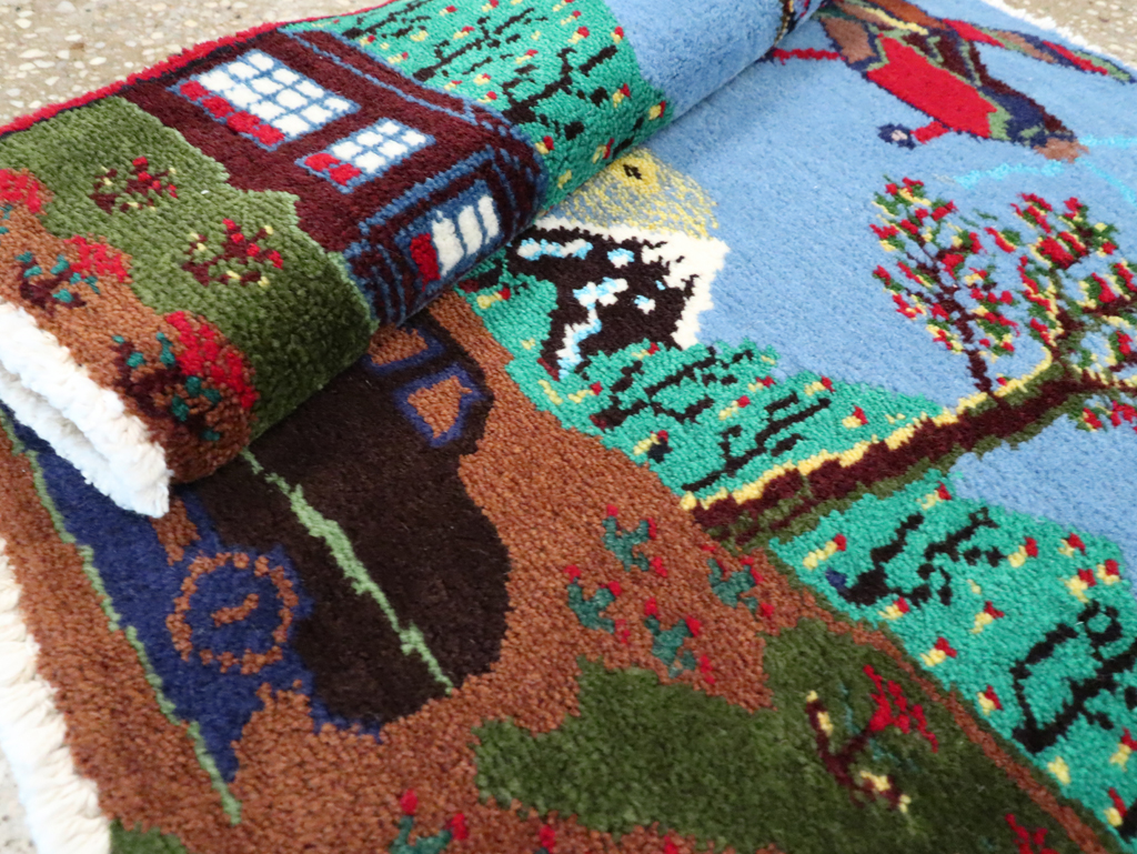 Vintage Persian Hamadan Pictorial Rug, No.28264 - Gsblank