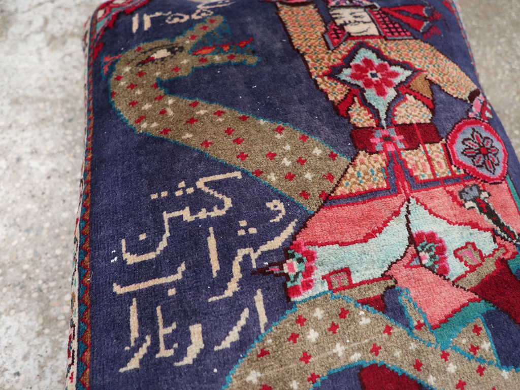Vintage Persian Hamadan Pictorial Pillow, No.28292 - Gsblank