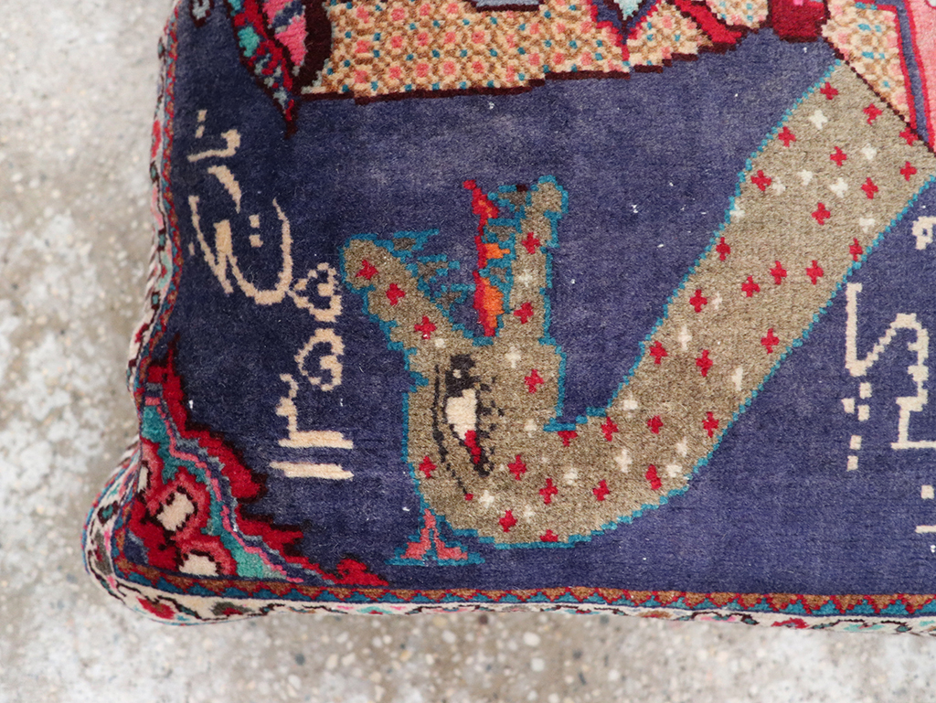 Vintage Persian Hamadan Pictorial Pillow, No.28292 - Gsblank