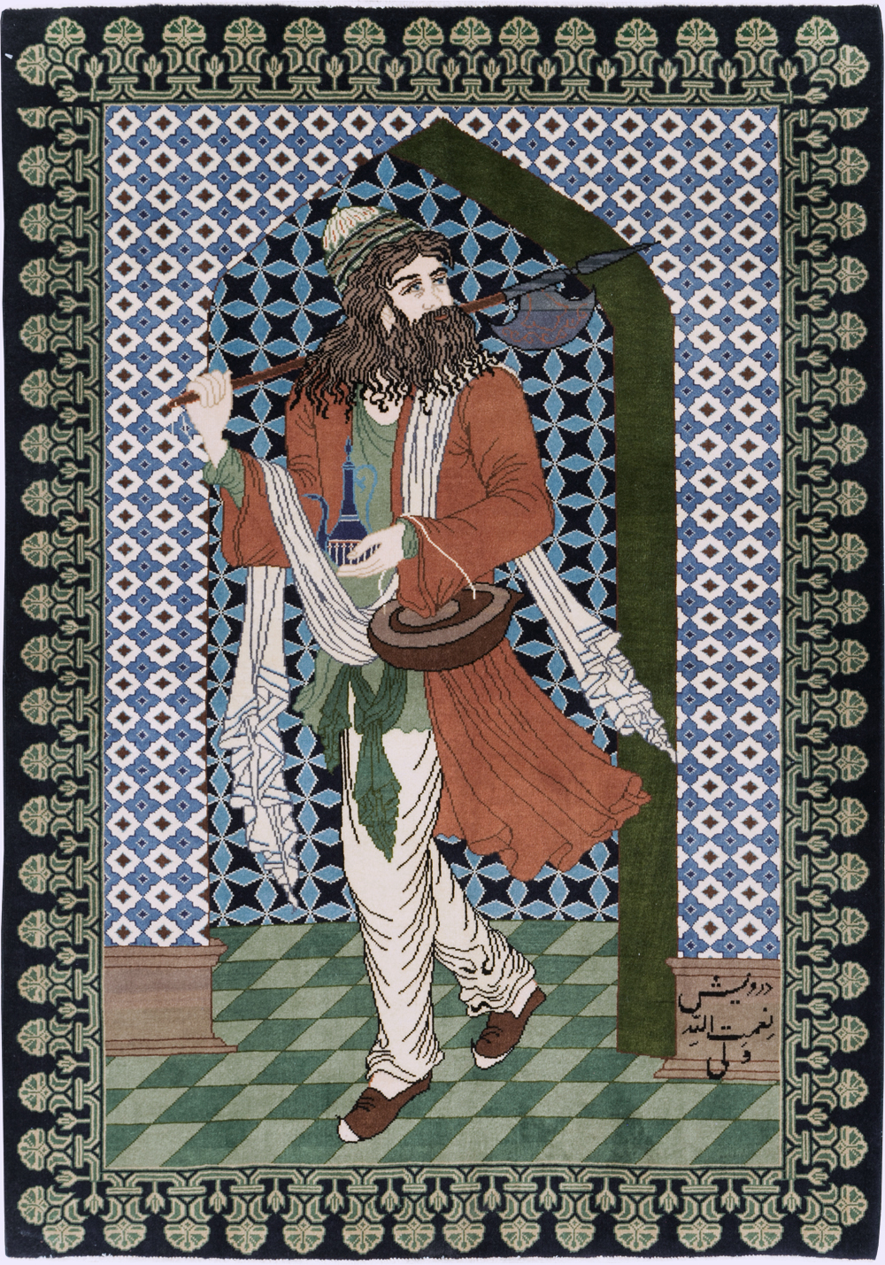 Vintage Persian Tabriz Pictorial Rug, No.28297 - Gsblank