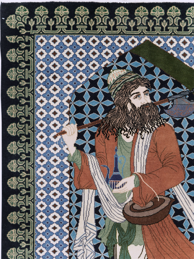 Vintage Persian Tabriz Pictorial Rug, No.28297 - Gsblank