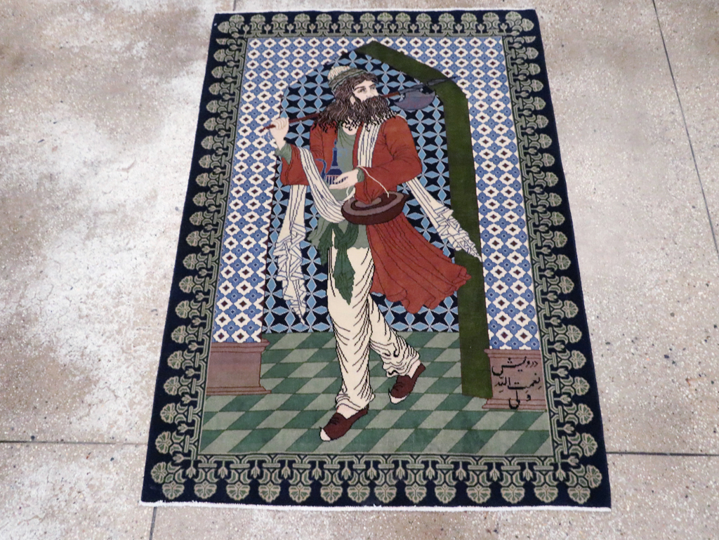 Vintage Persian Tabriz Pictorial Rug, No.28297 - Gsblank
