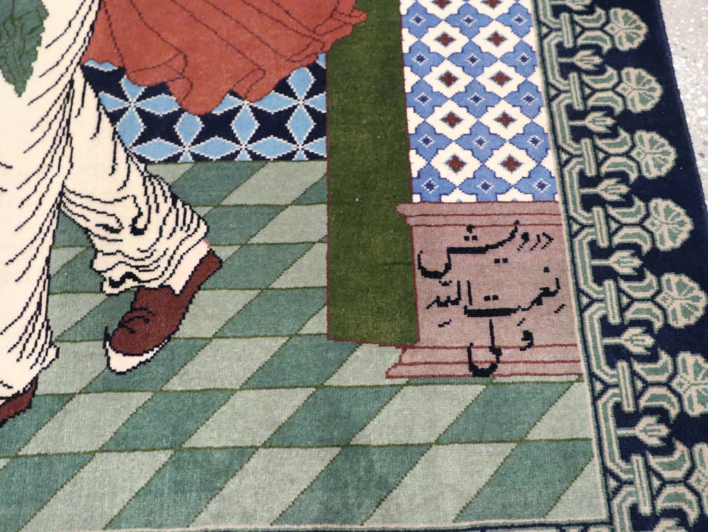 Vintage Persian Tabriz Pictorial Rug, No.28297 - Gsblank