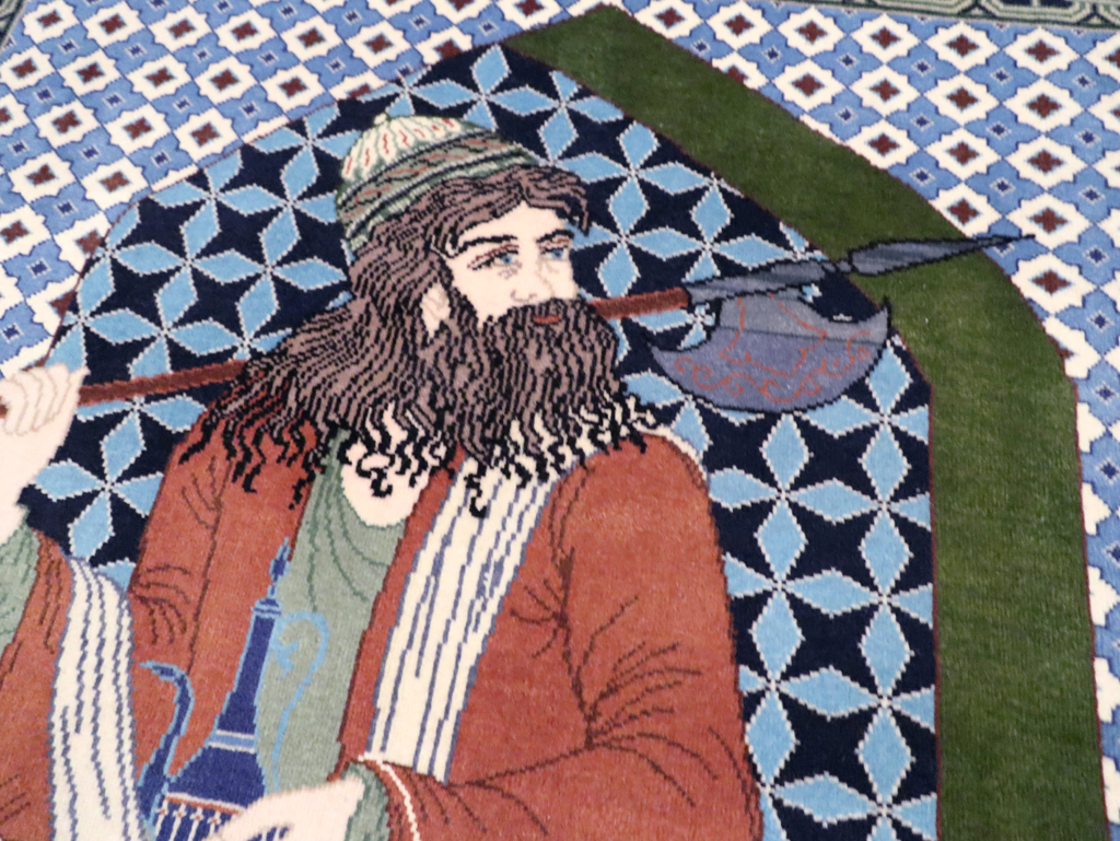 Vintage Persian Tabriz Pictorial Rug, No.28297 - Gsblank