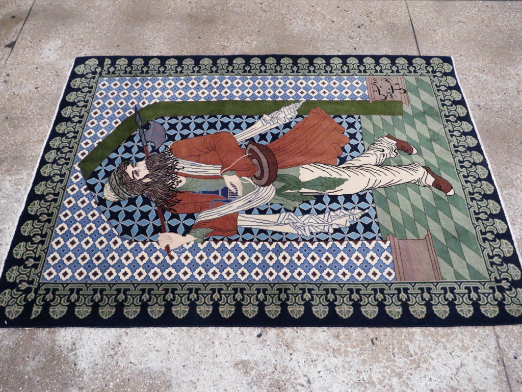 Vintage Persian Tabriz Pictorial Rug, No.28297 - Gsblank