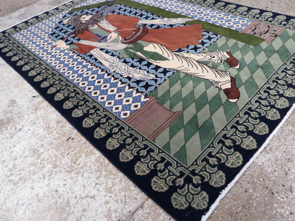 Vintage Persian Tabriz Pictorial Rug, No.28297 - Gsblank