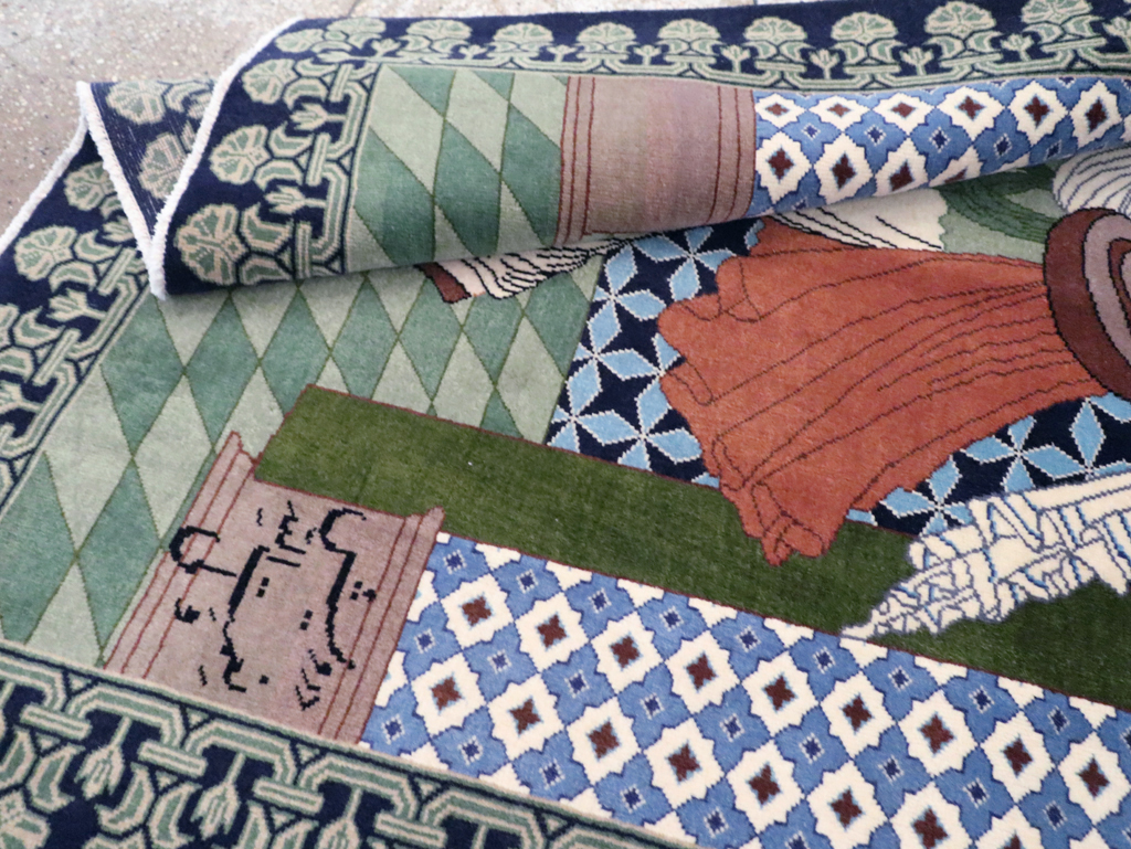 Vintage Persian Tabriz Pictorial Rug, No.28297 - Gsblank