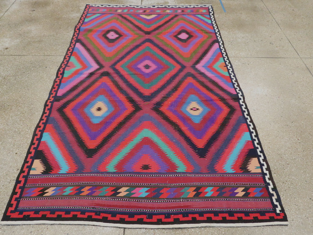 Vintage Persian Flatweave Kilim Accent Rug, No.28299 - Gsblank