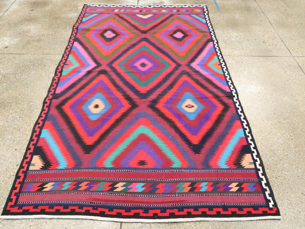 Vintage Persian Flatweave Kilim Accent Rug, No.28299 - Gsblank
