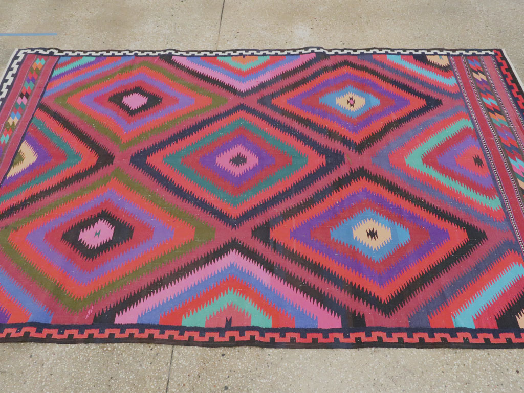Vintage Persian Flatweave Kilim Accent Rug, No.28299 - Gsblank