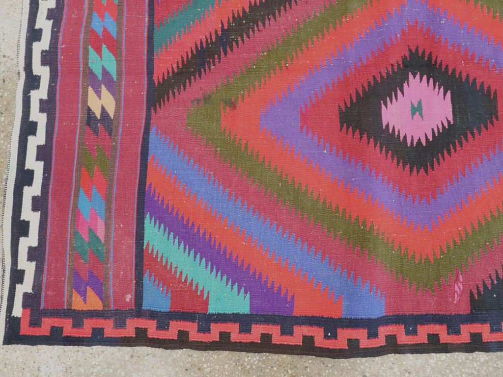 Vintage Persian Flatweave Kilim Accent Rug, No.28299 - Gsblank