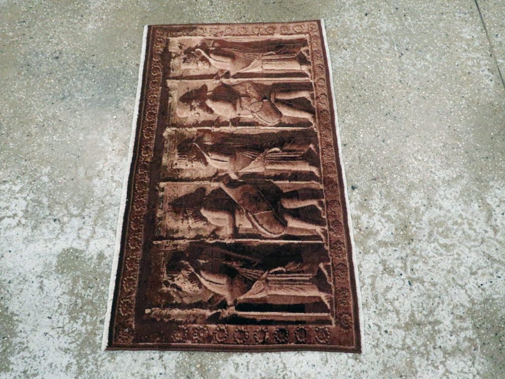 Vintage Persian Tabriz Pictorial Rug, No.28312 - Gsblank